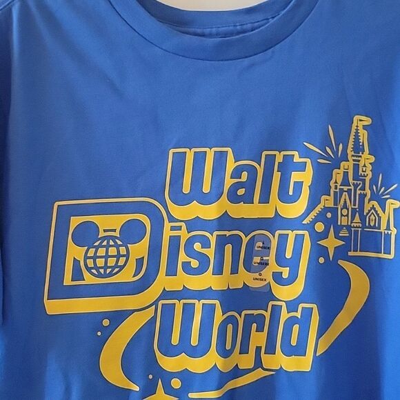 Walt Disney World PARKS Blue And Yellow Castle Adult Shirt Large NWT - Picture 2 of 6